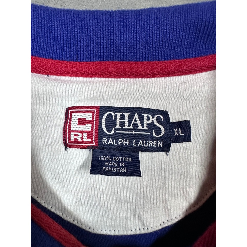 Vintage Chaps Ralph Lauren Color Block Polo Shirt Mens XL Blue Yellow Flag Logo - Picture 5 of 8